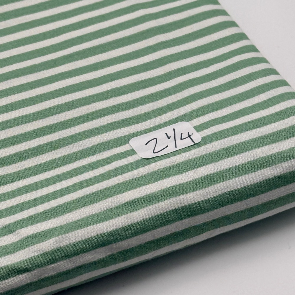 Striped Cotton Fabric Sewing Quilting Green White 2.25 Yards 44in Wide